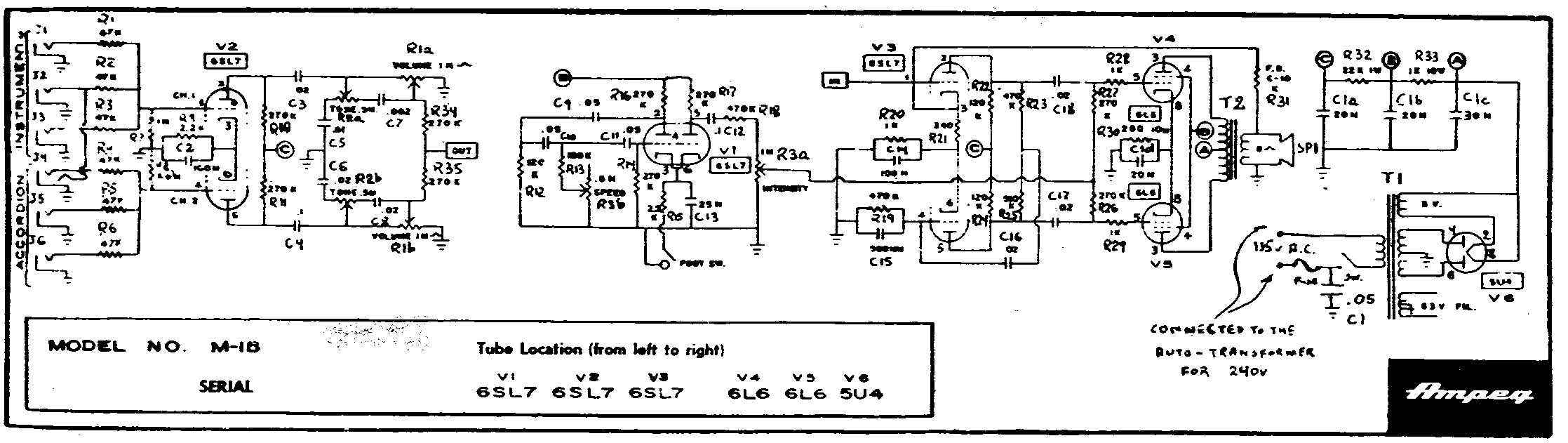 Ampeg M-1B Schematic