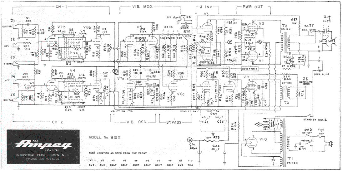 Ampeg B-12X Schematic