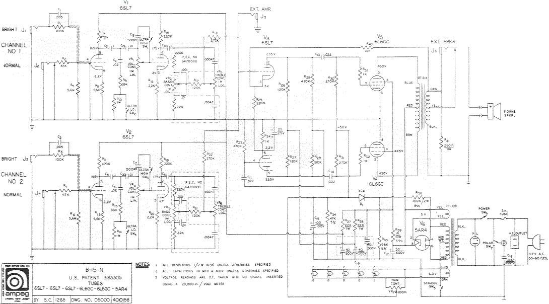 Ampeg B-15N Schematic