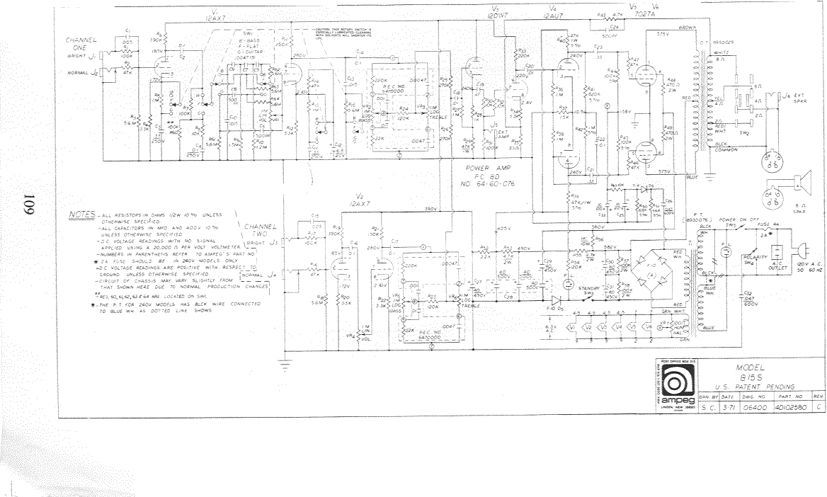 Ampeg B-15S Schematic