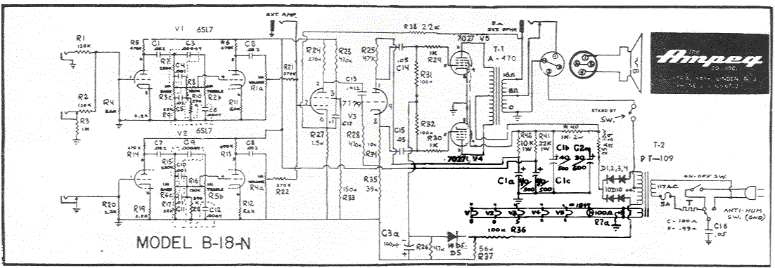 Ampeg B-18N Schematic
