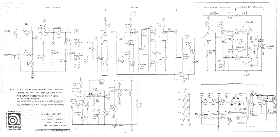 Ampeg GS-12R Schematic