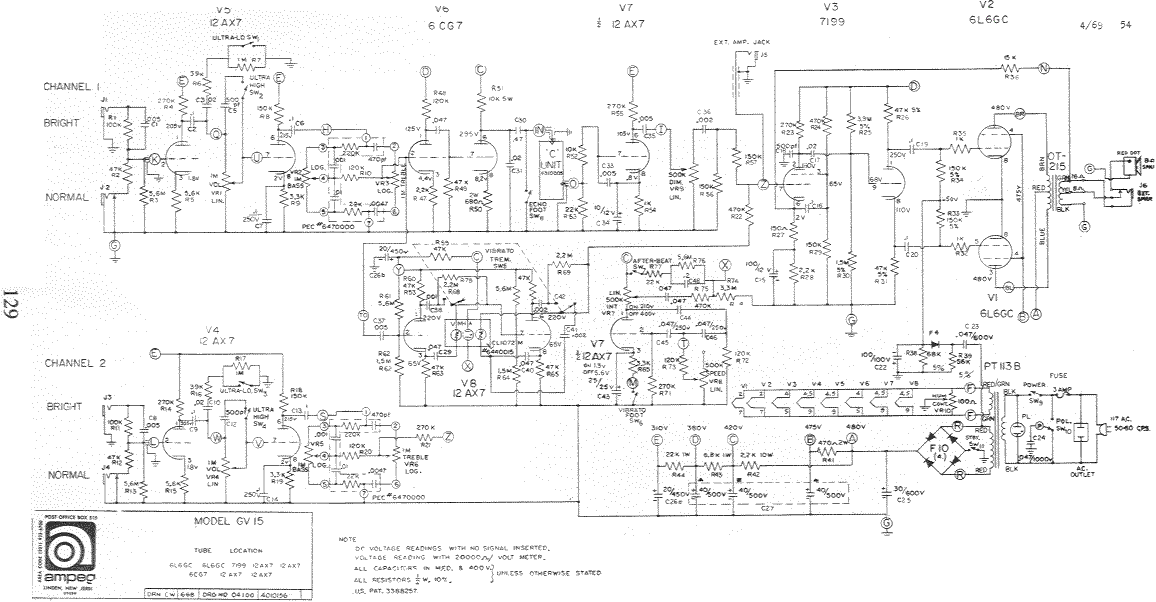 Ampeg GV-15 Schematic