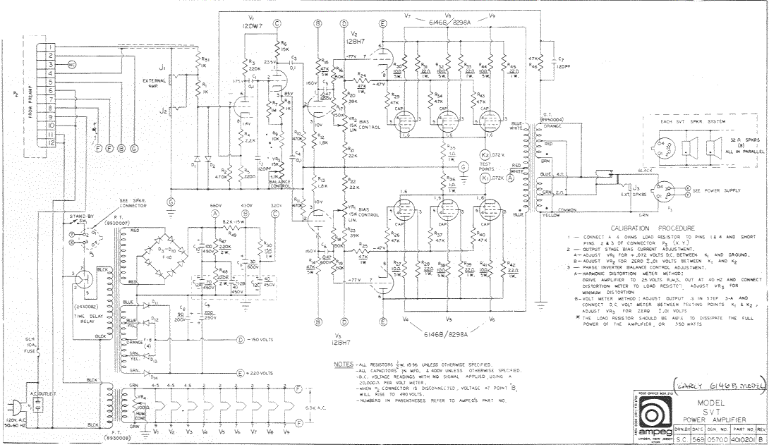 Ampeg SVT Power Amplifier Schematic