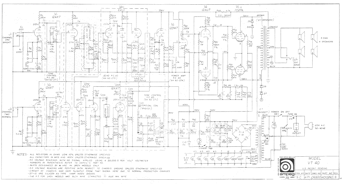 Ampeg VT-40 Schematic